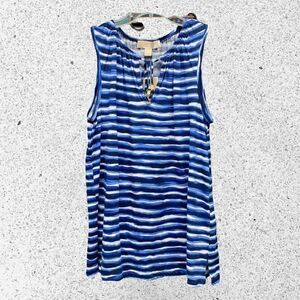 NWT Michael Kors True Navy & White Wave Tank Top Blue Size Medium